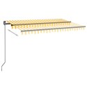 RĘCZNIE ZWIJANA MARKIZA Z LED 450X350CM ŻÓŁTO-BIAŁA