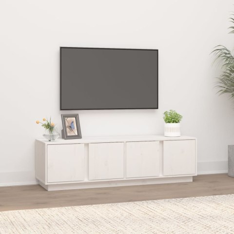 SZAFKA POD TELEWIZOR BIAŁA 140X40X40CM LITE DREWNO SOSNOWE