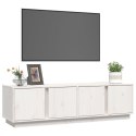 SZAFKA POD TELEWIZOR BIAŁA 140X40X40CM LITE DREWNO SOSNOWE