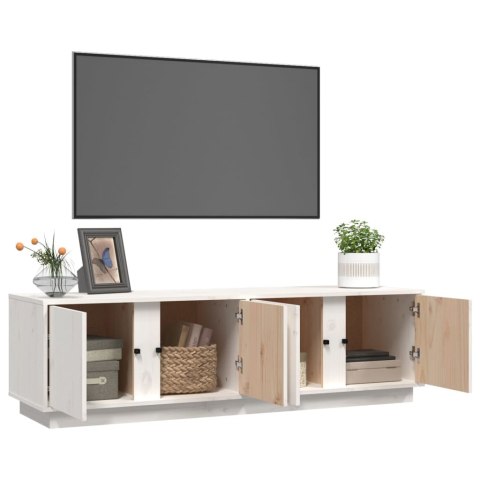 SZAFKA POD TELEWIZOR BIAŁA 140X40X40CM LITE DREWNO SOSNOWE
