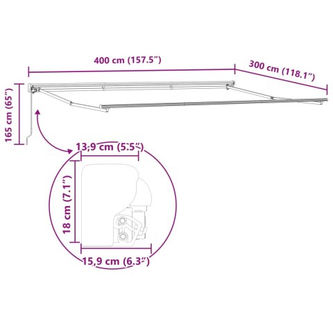 MARKIZA ZWIJANA ANTRACYT 400 × 300CM POLIESTER I METAL
