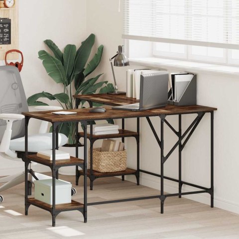 VidaXL Biurko, przydymiony dąb, 139x139x75 cm, materiał drewnopochodny