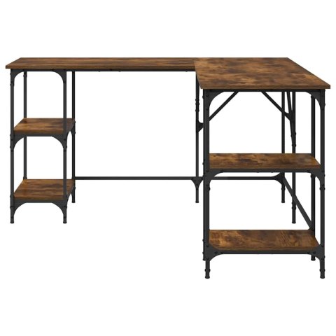 VidaXL Biurko, przydymiony dąb, 139x139x75 cm, materiał drewnopochodny