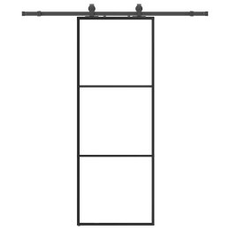 VidaXL Drzwi przesuwne z zestawem okuć czarne 76x205 cm ESG szkło