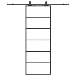 VidaXL Drzwi przesuwne z zestawem okuć czarne 76x205 cm ESG szkło