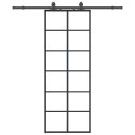 VidaXL Drzwi przesuwne z zestawem okuć czarne 76x205 cm ESG szkło
