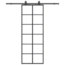 VidaXL Drzwi przesuwne z zestawem okuć czarne 76x205 cm ESG szkło