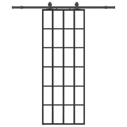 VidaXL Drzwi przesuwne z zestawem okuć czarne 76x205 cm ESG szkło