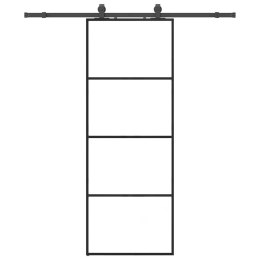 VidaXL Drzwi przesuwne z zestawem okuć czarne 76x205 cm ESG szkło