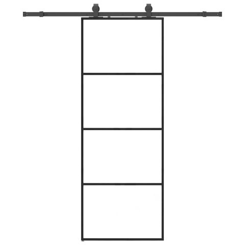 VidaXL Drzwi przesuwne z zestawem okuć czarne 76x205 cm ESG szkło