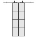 VidaXL Drzwi przesuwne z zestawem okuć czarne 76x205 cm ESG szkło