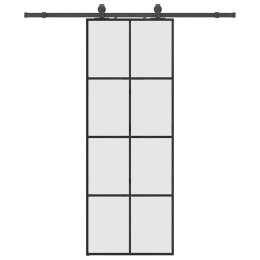 VidaXL Drzwi przesuwne z zestawem okuć czarne 76x205 cm ESG szkło