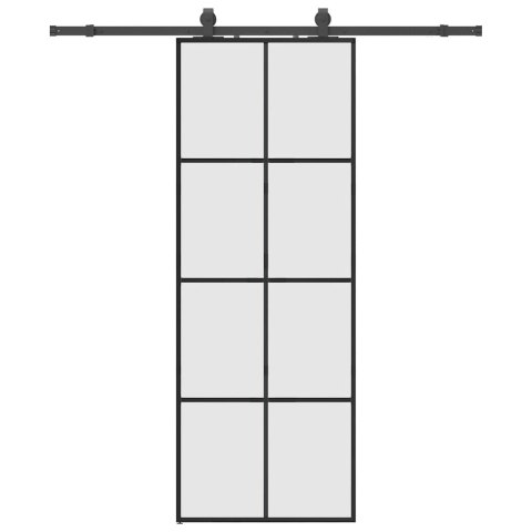 VidaXL Drzwi przesuwne z zestawem okuć czarne 76x205 cm ESG szkło