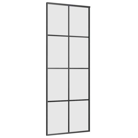 VidaXL Drzwi przesuwne z zestawem okuć czarne 76x205 cm ESG szkło