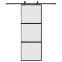 VidaXL Drzwi przesuwne z zestawem okuć czarne 76x205cm szkło hartowane