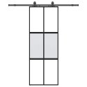 VidaXL Drzwi przesuwne z zestawem okuć czarne 76x205cm szkło hartowane