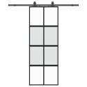 VidaXL Drzwi przesuwne z zestawem okuć czarne 76x205cm szkło hartowane