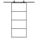 VidaXL Drzwi przesuwne z zestawem okuć czarne 90x205 cm ESG szkło