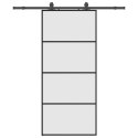 VidaXL Drzwi przesuwne z zestawem okuć czarne 90x205 cm ESG szkło