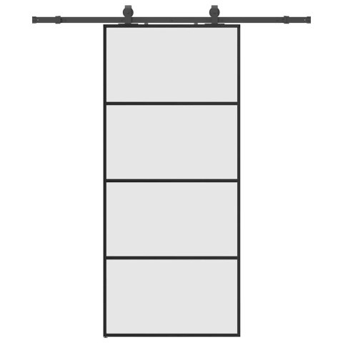 VidaXL Drzwi przesuwne z zestawem okuć czarne 90x205 cm ESG szkło