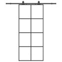 VidaXL Drzwi przesuwne z zestawem okuć czarne 90x205 cm ESG szkło