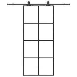 VidaXL Drzwi przesuwne z zestawem okuć czarne 90x205 cm ESG szkło