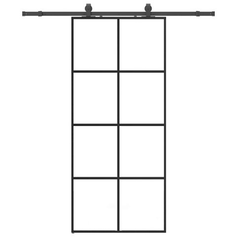 VidaXL Drzwi przesuwne z zestawem okuć czarne 90x205 cm ESG szkło