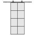 VidaXL Drzwi przesuwne z zestawem okuć czarne 90x205 cm ESG szkło