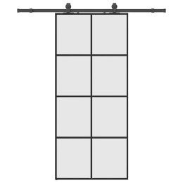 VidaXL Drzwi przesuwne z zestawem okuć czarne 90x205 cm ESG szkło