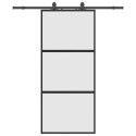 VidaXL Drzwi przesuwne z zestawem okuć czarne 90x205cm szkło hartowane