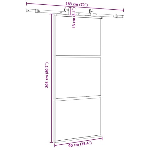 VidaXL Drzwi przesuwne z zestawem okuć czarne 90x205cm szkło hartowane