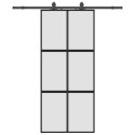 VidaXL Drzwi przesuwne z zestawem okuć czarne 90x205cm szkło hartowane