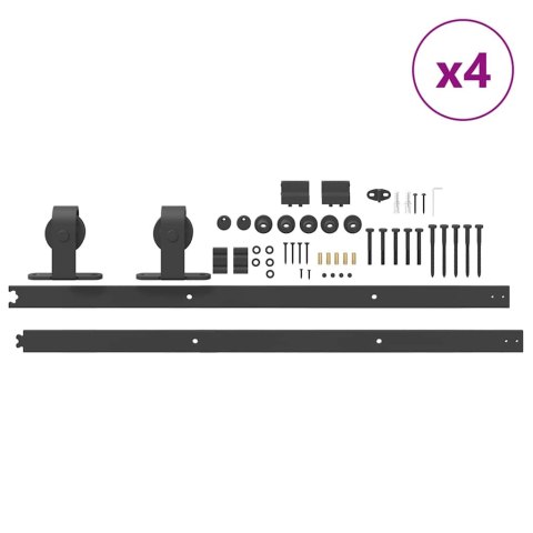 SYSTEM DO MONTAŻU DRZWI PRZESUWNYCH 366CM STAL CZARNY