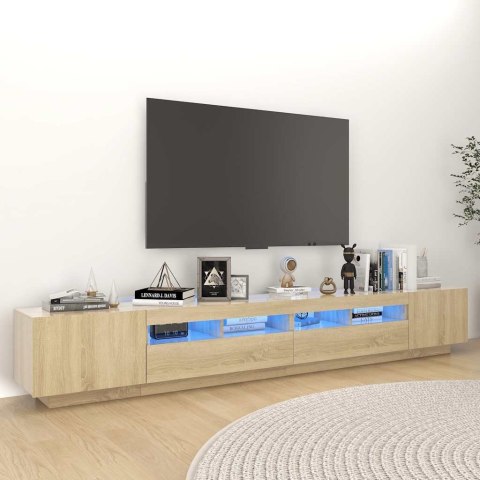 SZAFKA TV Z OŚWIETLENIEM LED DĄB SONOMA 260X35X40CM