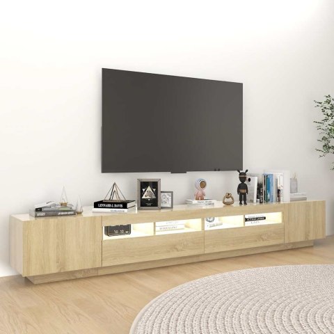 SZAFKA TV Z OŚWIETLENIEM LED DĄB SONOMA 260X35X40CM