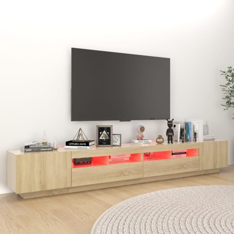 SZAFKA TV Z OŚWIETLENIEM LED DĄB SONOMA 260X35X40CM