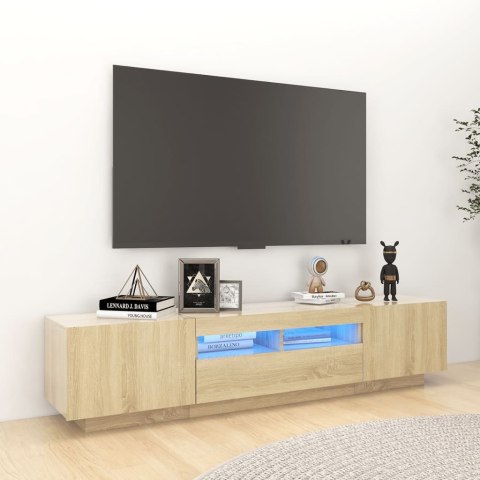 SZAFKA TV Z OŚWIETLENIEM LED KOLOR DĄB SONOMA 180X35X40CM