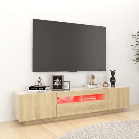 SZAFKA TV Z OŚWIETLENIEM LED KOLOR DĄB SONOMA 180X35X40CM
