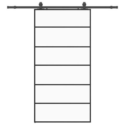 VidaXL Drzwi przesuwne z zestawem okuć czarne 102x205 cm ESG szkło