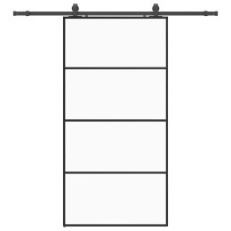 VidaXL Drzwi przesuwne z zestawem okuć czarne 102,5x205 cm ESG szkło