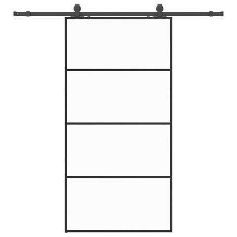 VidaXL Drzwi przesuwne z zestawem okuć czarne 102,5x205 cm ESG szkło