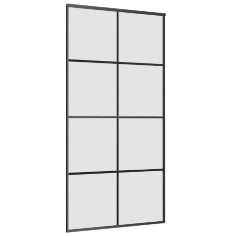VidaXL Drzwi przesuwne z zestawem okuć czarne 102,5x205 cm ESG szkło