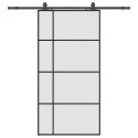 VidaXL Drzwi przesuwne z zestawem okuć czarne 102,5x205 cm ESG szkło
