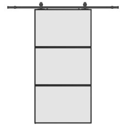 VidaXL Drzwi przesuwne z zestawem okuć czarne 102,5x205 cm