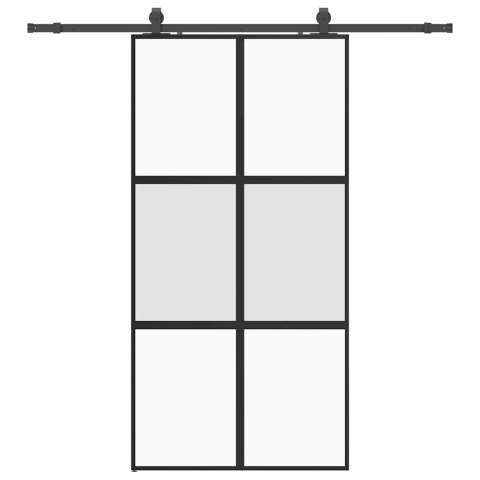 VidaXL Drzwi przesuwne z zestawem okuć czarne 102,5x205 cm