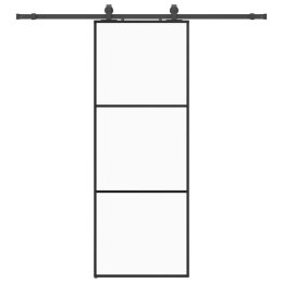 VidaXL Drzwi przesuwne z zestawem okuć czarne 76x205 cm ESG szkło