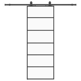 VidaXL Drzwi przesuwne z zestawem okuć czarne 76x205 cm ESG szkło