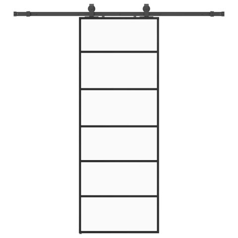 VidaXL Drzwi przesuwne z zestawem okuć czarne 76x205 cm ESG szkło