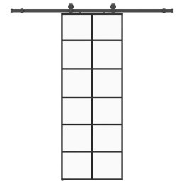 VidaXL Drzwi przesuwne z zestawem okuć czarne 76x205 cm ESG szkło
