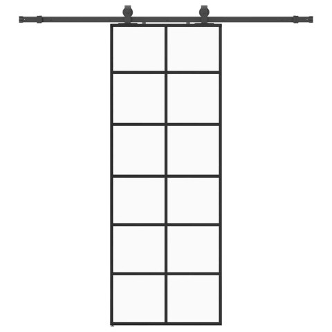 VidaXL Drzwi przesuwne z zestawem okuć czarne 76x205 cm ESG szkło